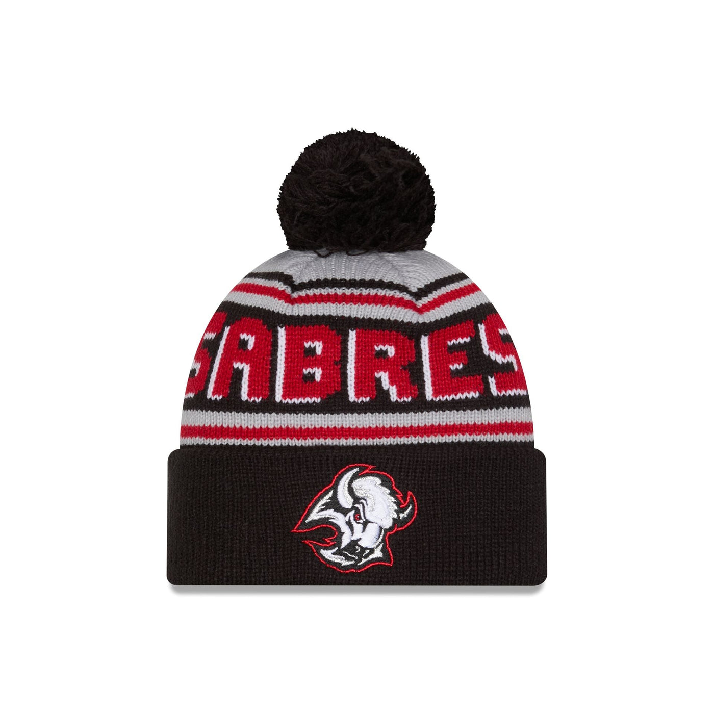 Buffalo Sabres Stripe Wordmark Pom Knit Hat