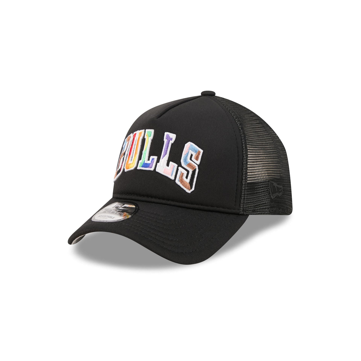 Chicago Bulls Rainbow Wordmark 9FORTY A-Frame Trucker Hat