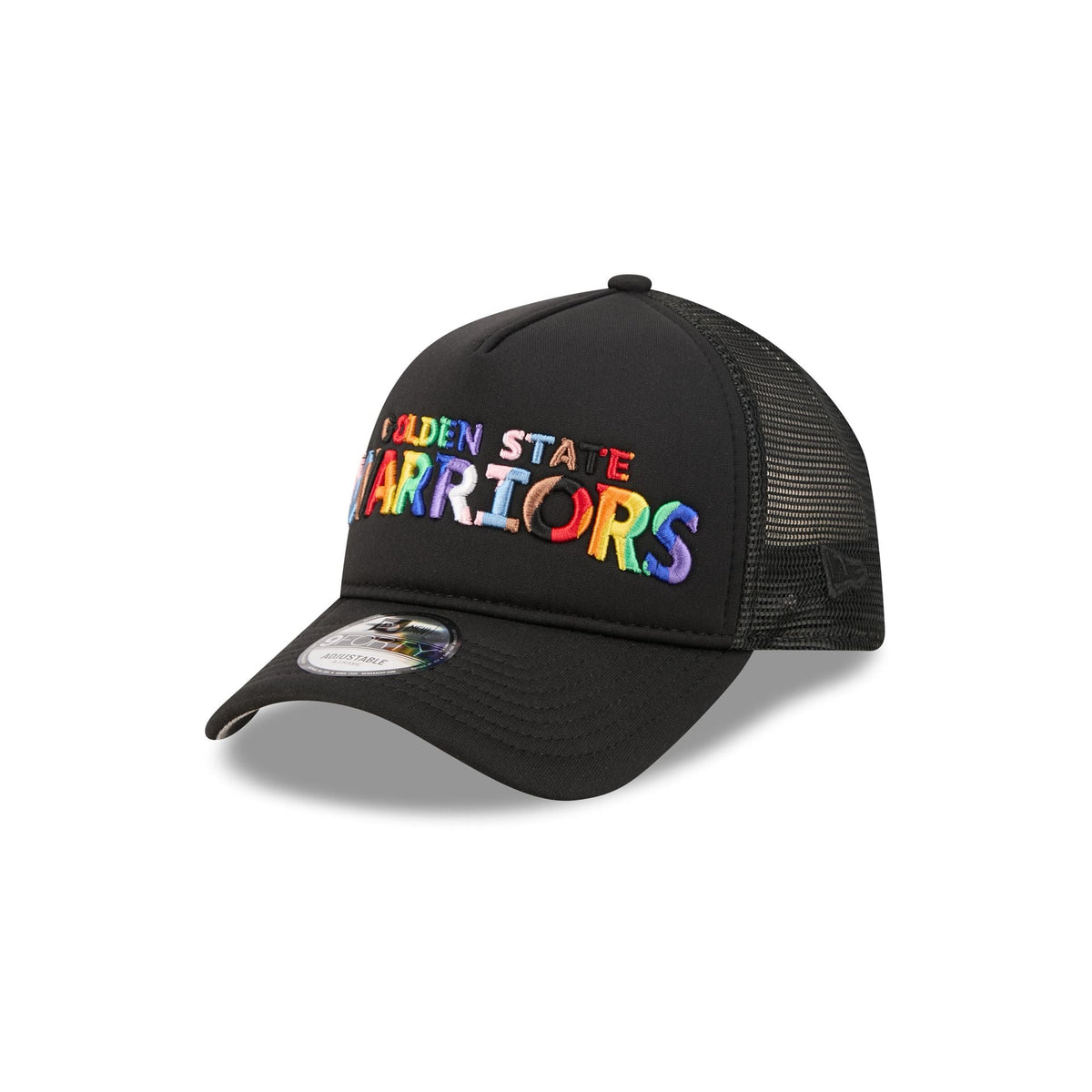 Golden State Warriors Rainbow Wordmark 9FORTY A-Frame Trucker Hat