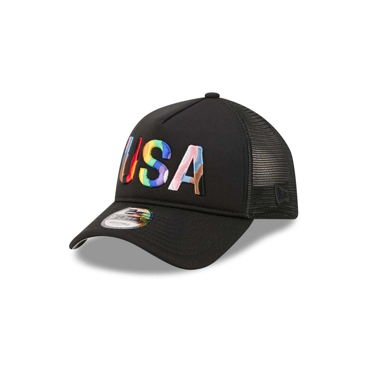US Soccer Rainbow Wordmark 9FORTY A-Frame Trucker Hat
