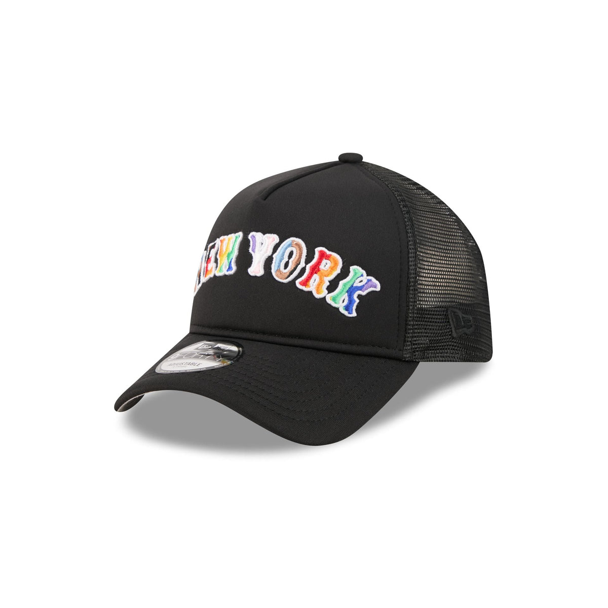New York Mets Rainbow Wordmark 9FORTY A-Frame Trucker Hat