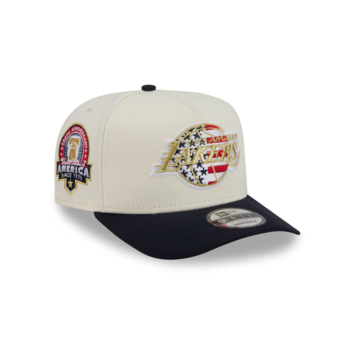 Los Angeles Lakers Chrome White Stars and Stripes 9FIFTY A-Frame Snapback Hat