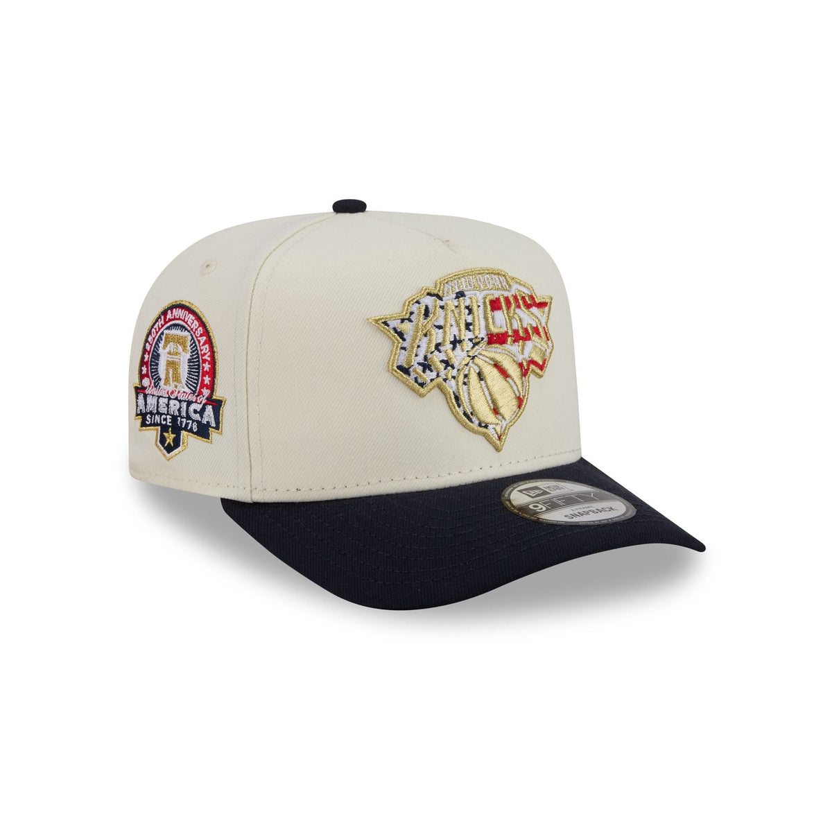 New York Knicks Chrome White Stars and Stripes 9FIFTY A-Frame Snapback Hat