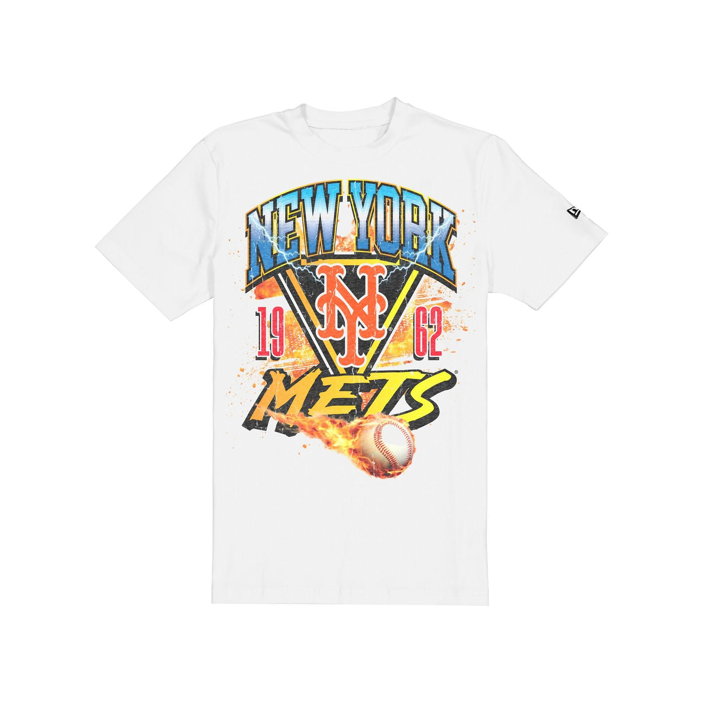 New York Mets Lifestyle Graphics Fireball White T-Shirt