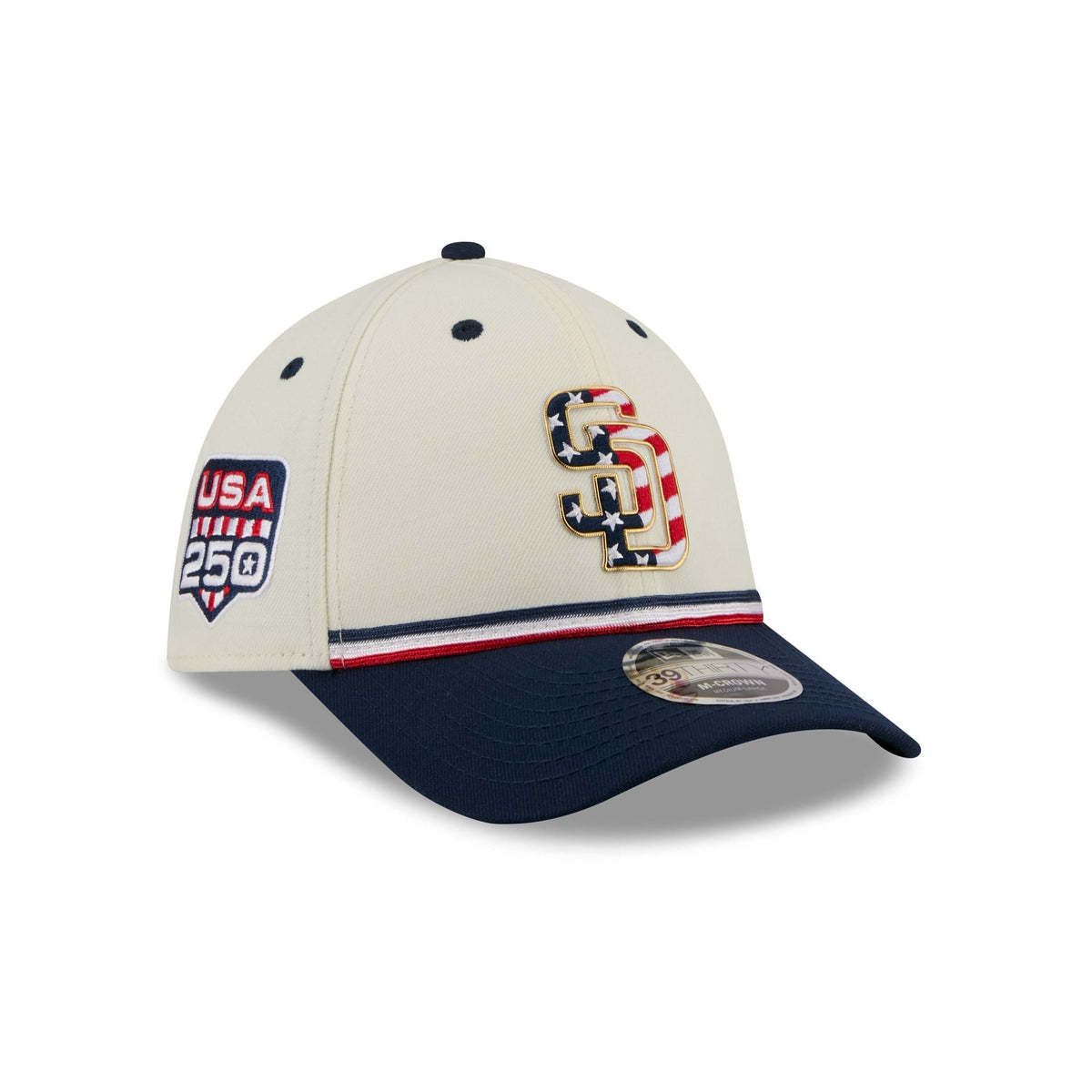 San Diego Padres Independence Day 2026 39THIRTY M-Crown Stretch Fit Hat