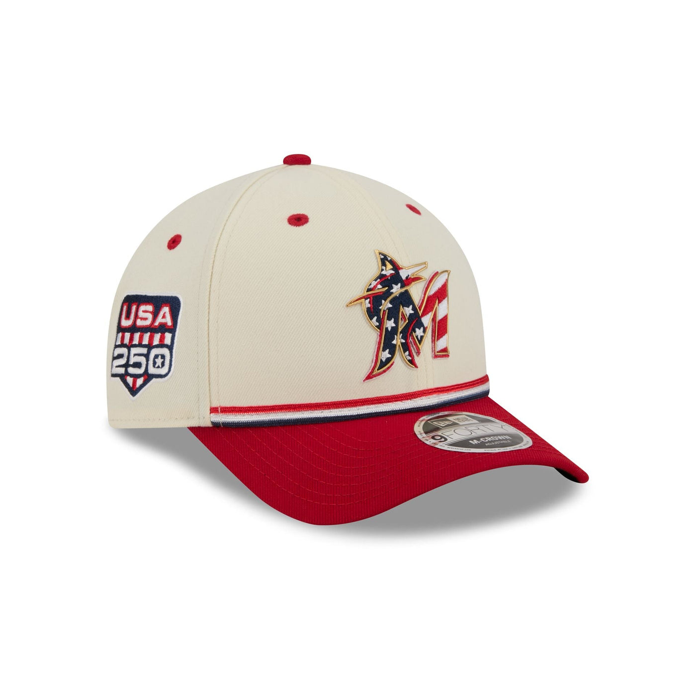 Miami Marlins Independence Day 2026 9FORTY M-Crown Snapback Hat