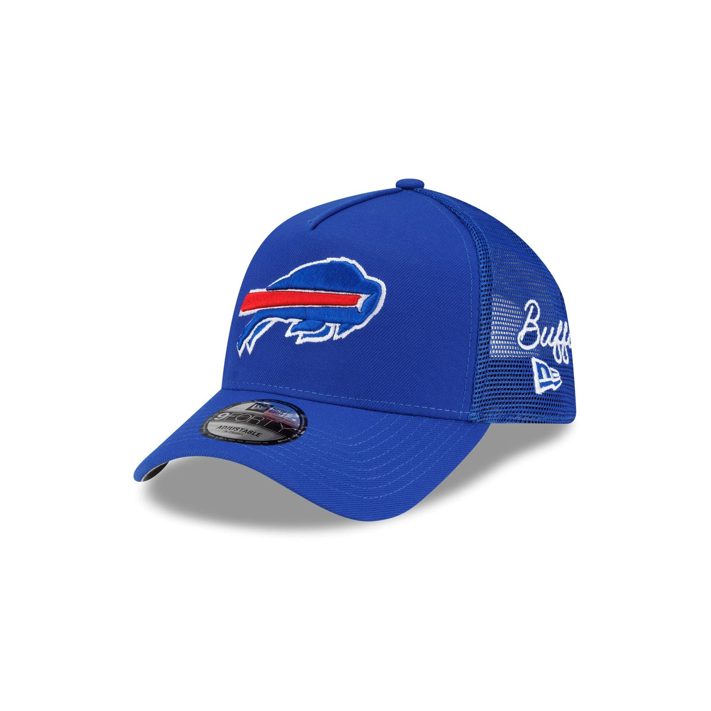 Buffalo Bills Side Script 9FORTY A-Frame Trucker Hat
