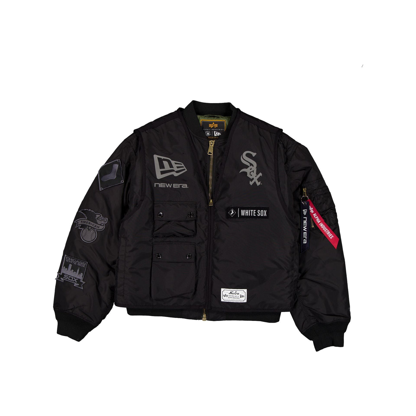 Alpha Industries x Chicago White Sox Black 2-in-1 MA-1 Flight Jacket + Vest