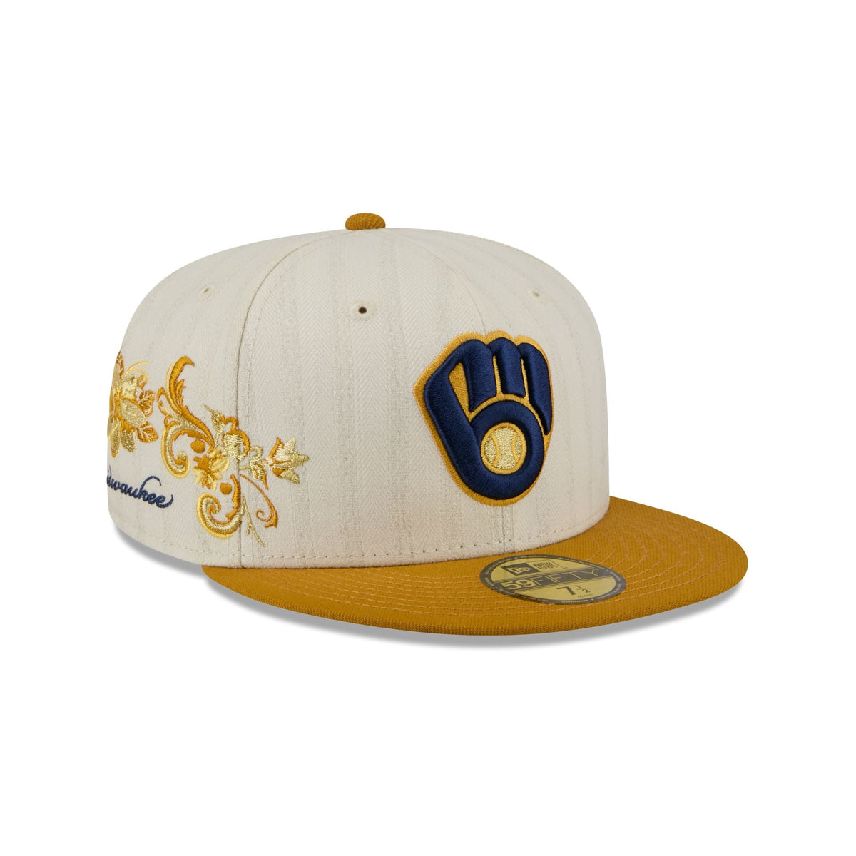 Milwaukee Brewers Chrome Herringbone 59FIFTY Fitted Hat