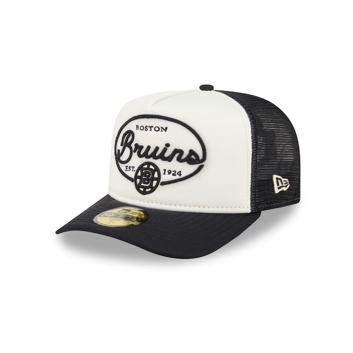 Boston Bruins Chrome 59FIFTY Fitted Trucker Hat
