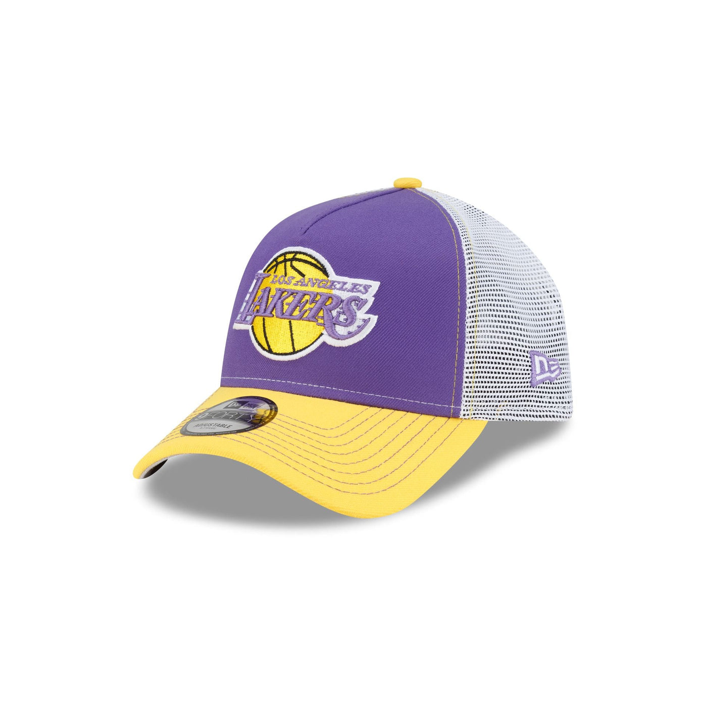Los Angeles Lakers Hardwood Classics 2000s Contrast Stitch 9FORTY A-Frame Trucker Hat