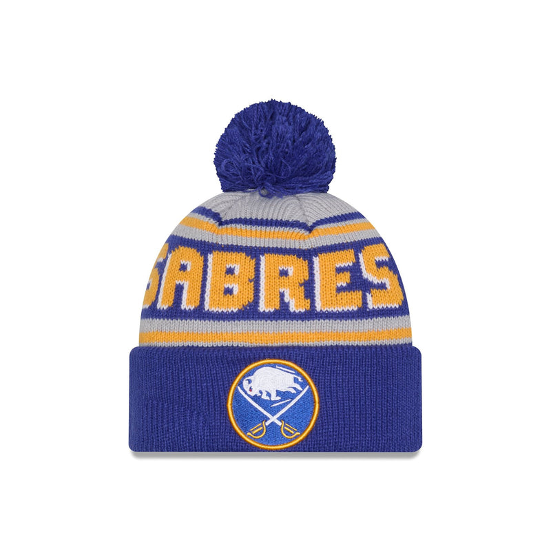 Buffalo Sabres Stripe Wordmark Pom Knit Hat