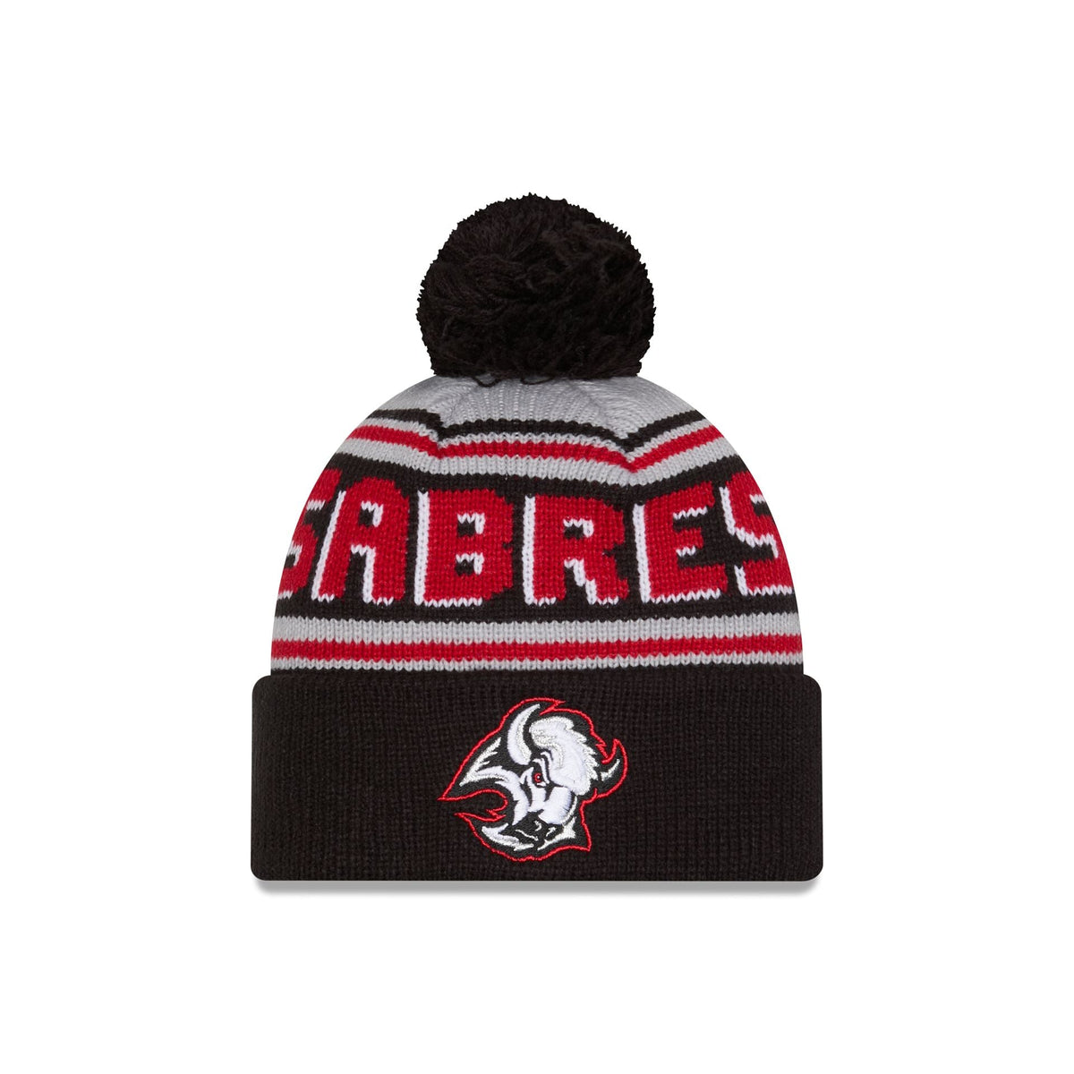 Buffalo Sabres Stripe Wordmark Pom Knit Hat