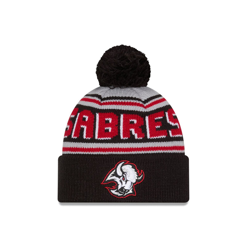 Buffalo Sabres Stripe Wordmark Pom Knit Hat