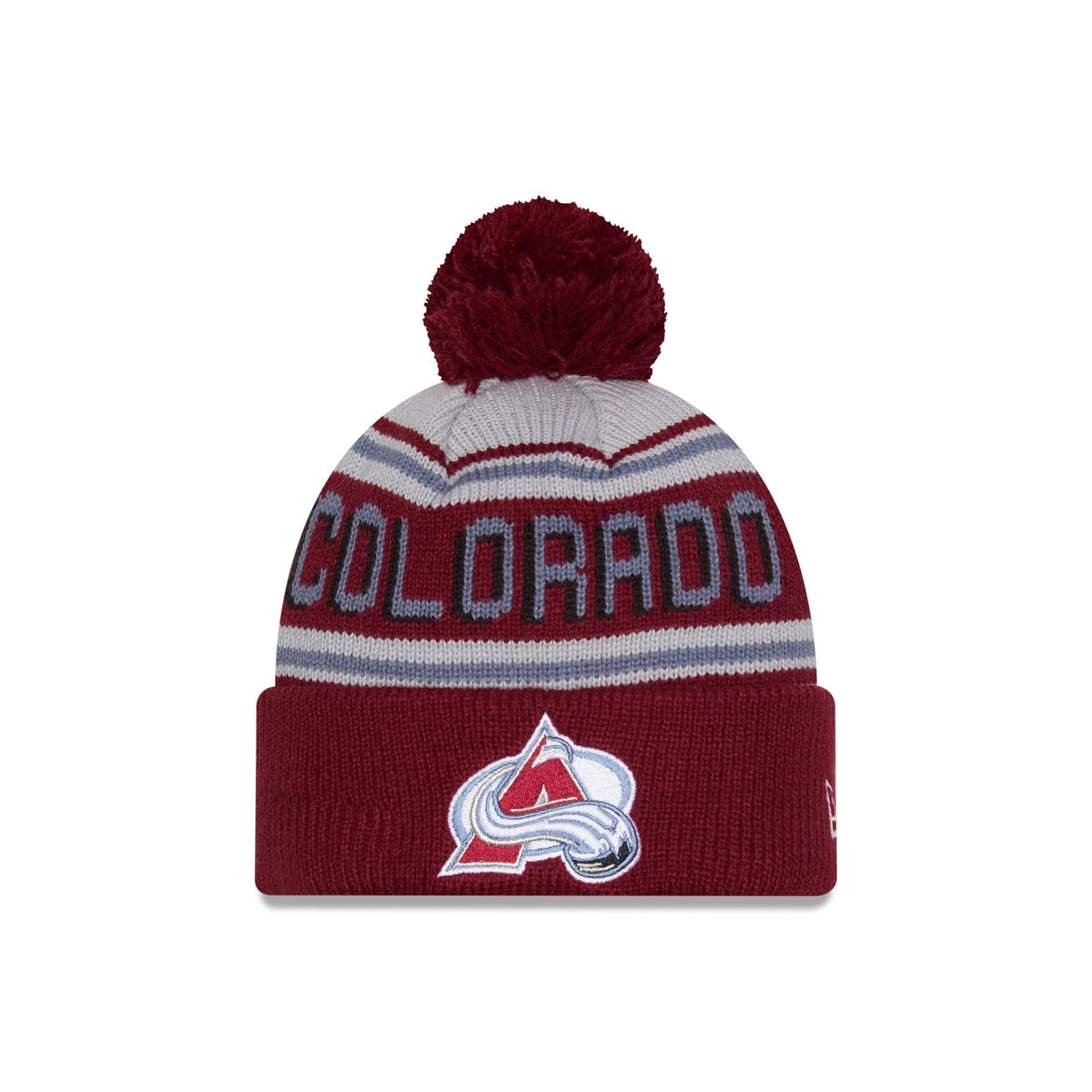 Colorado Avalanche Stripe Wordmark Pom Knit Hat