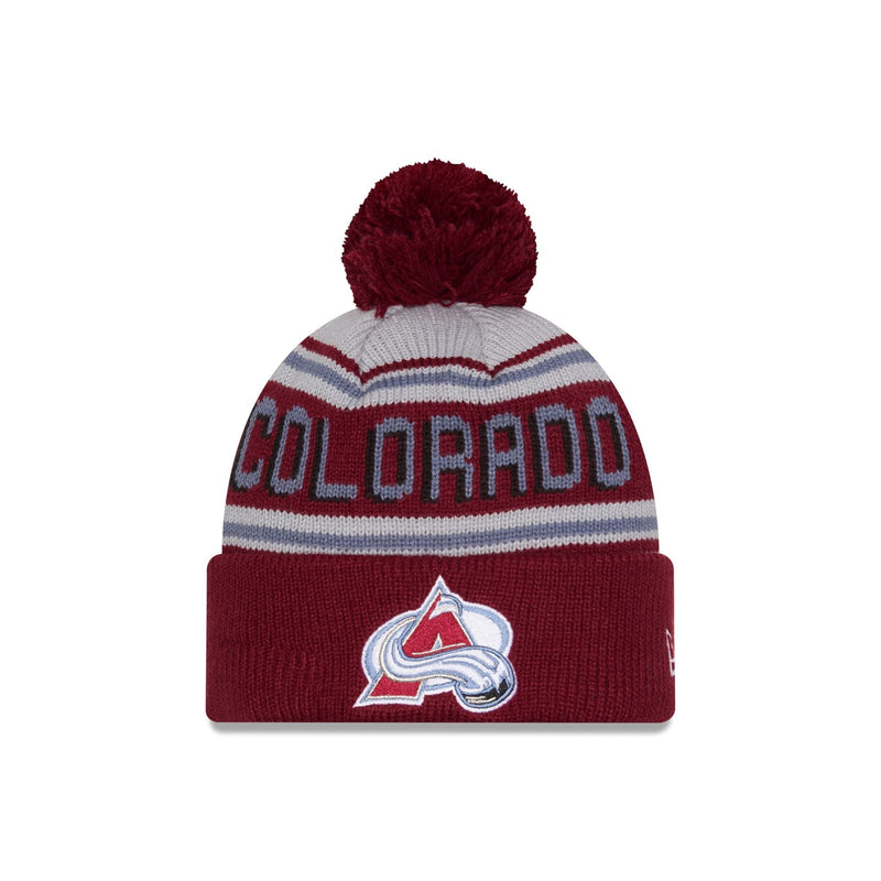 Colorado Avalanche Stripe Wordmark Pom Knit Hat