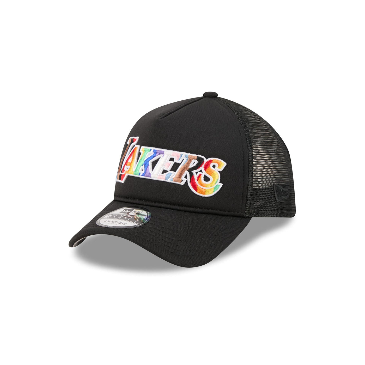 Los Angeles Lakers Rainbow Wordmark 9FORTY A-Frame Trucker Hat