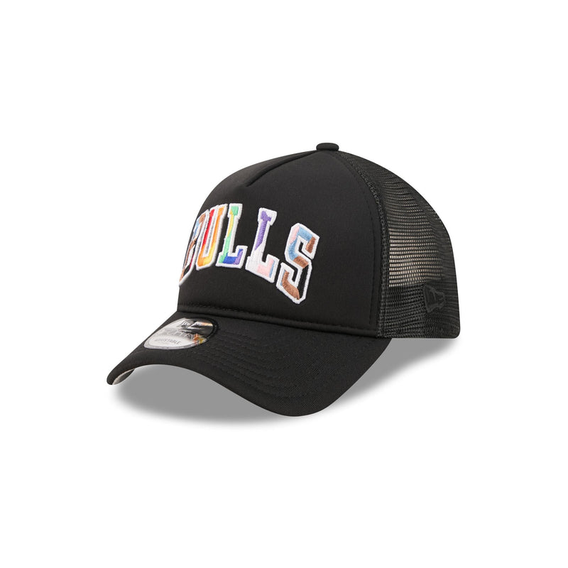 Chicago Bulls Rainbow Wordmark 9FORTY A-Frame Trucker Hat
