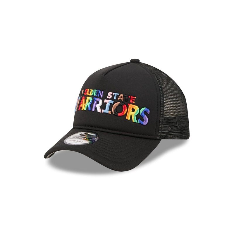 Golden State Warriors Rainbow Wordmark 9FORTY A-Frame Trucker Hat