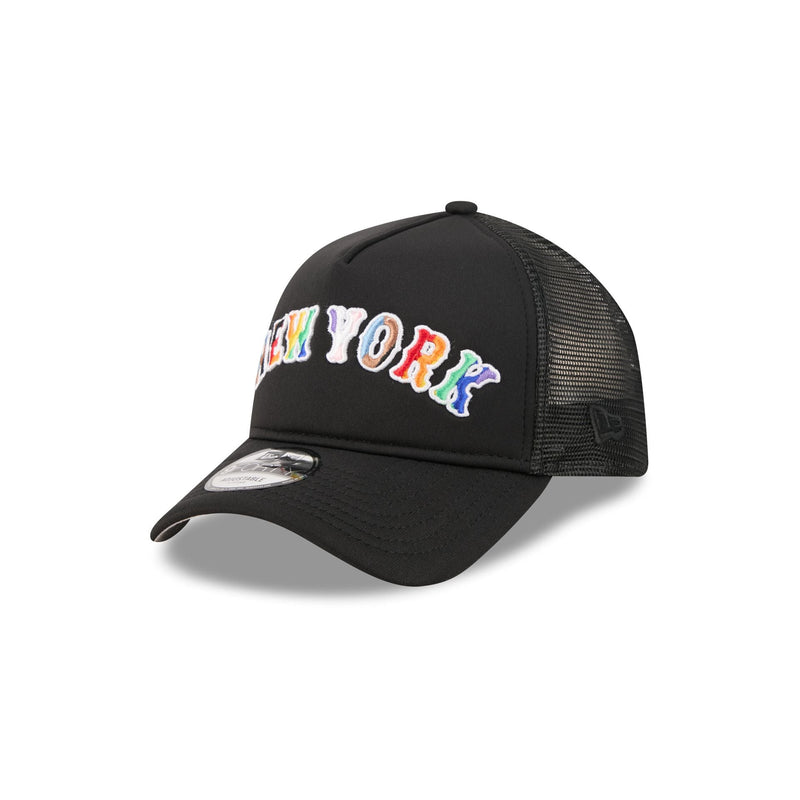 New York Mets Rainbow Wordmark 9FORTY A-Frame Trucker Hat
