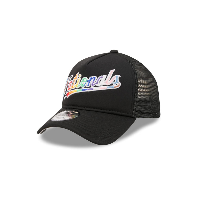 Washington Nationals Rainbow Wordmark 9FORTY A-Frame Trucker Hat