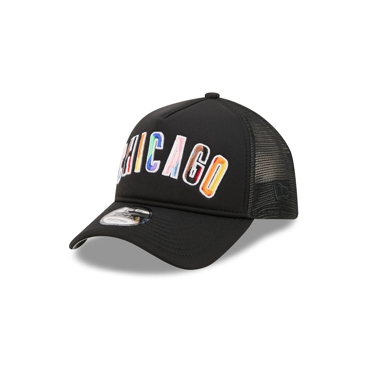 Chicago Cubs Rainbow Wordmark 9FORTY A-Frame Trucker Hat