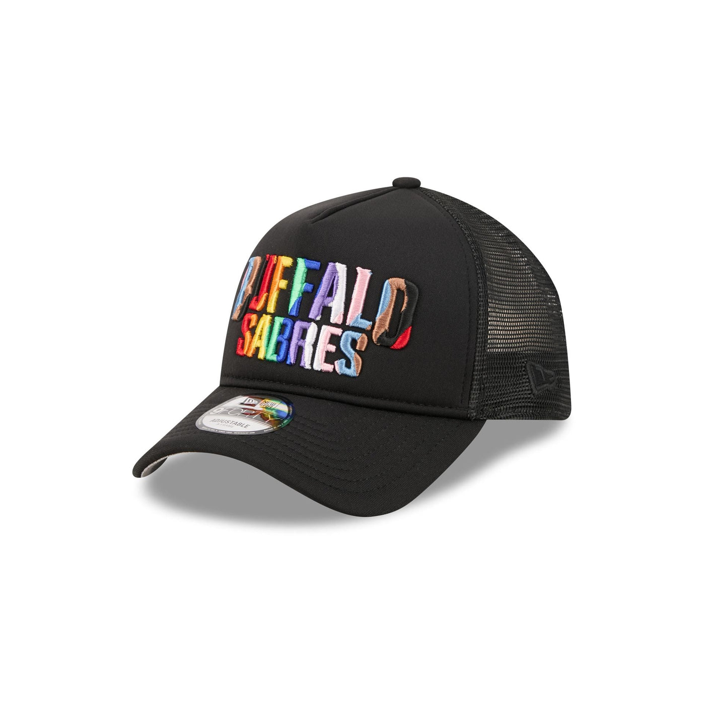 Buffalo Sabres Rainbow Wordmark 9FORTY A-Frame Trucker Hat