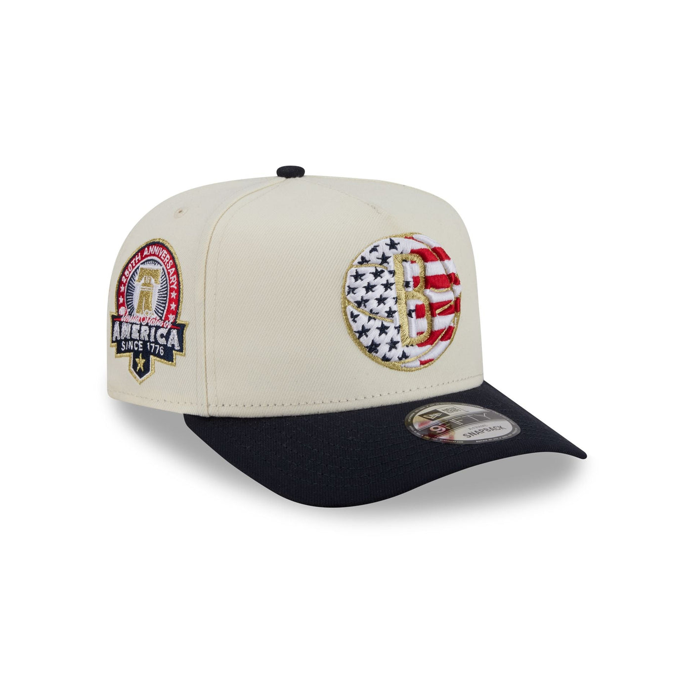 Brooklyn Nets Chrome White Stars and Stripes 9FIFTY A-Frame Snapback Hat