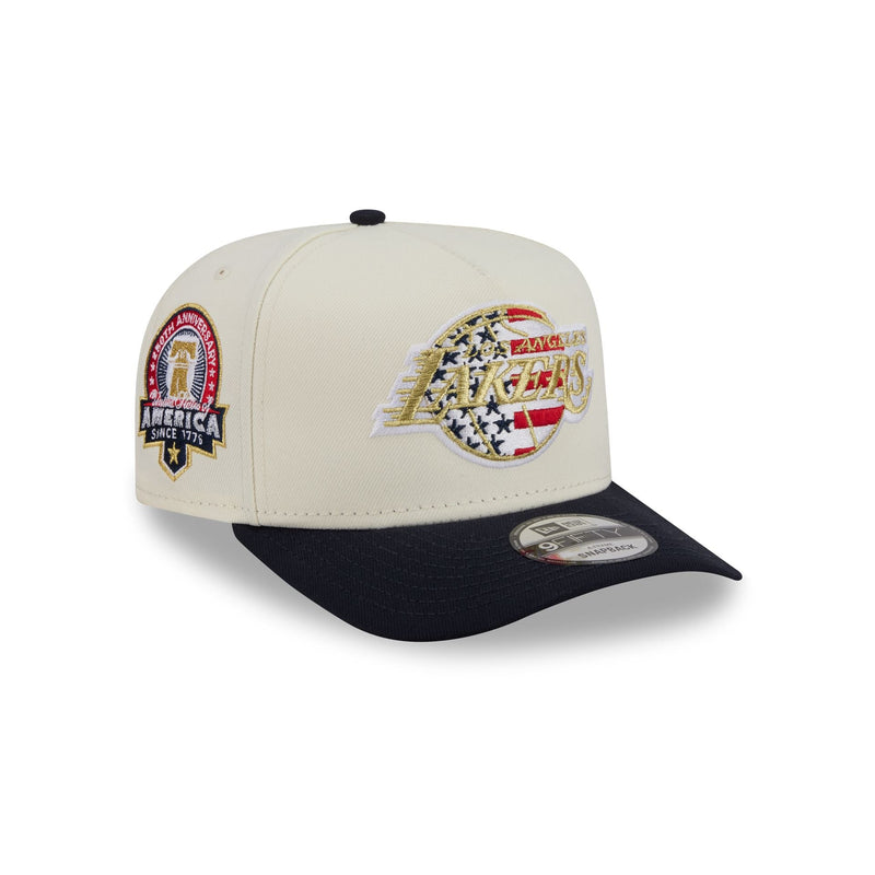 Los Angeles Lakers Chrome White Stars and Stripes 9FIFTY A-Frame Snapback Hat