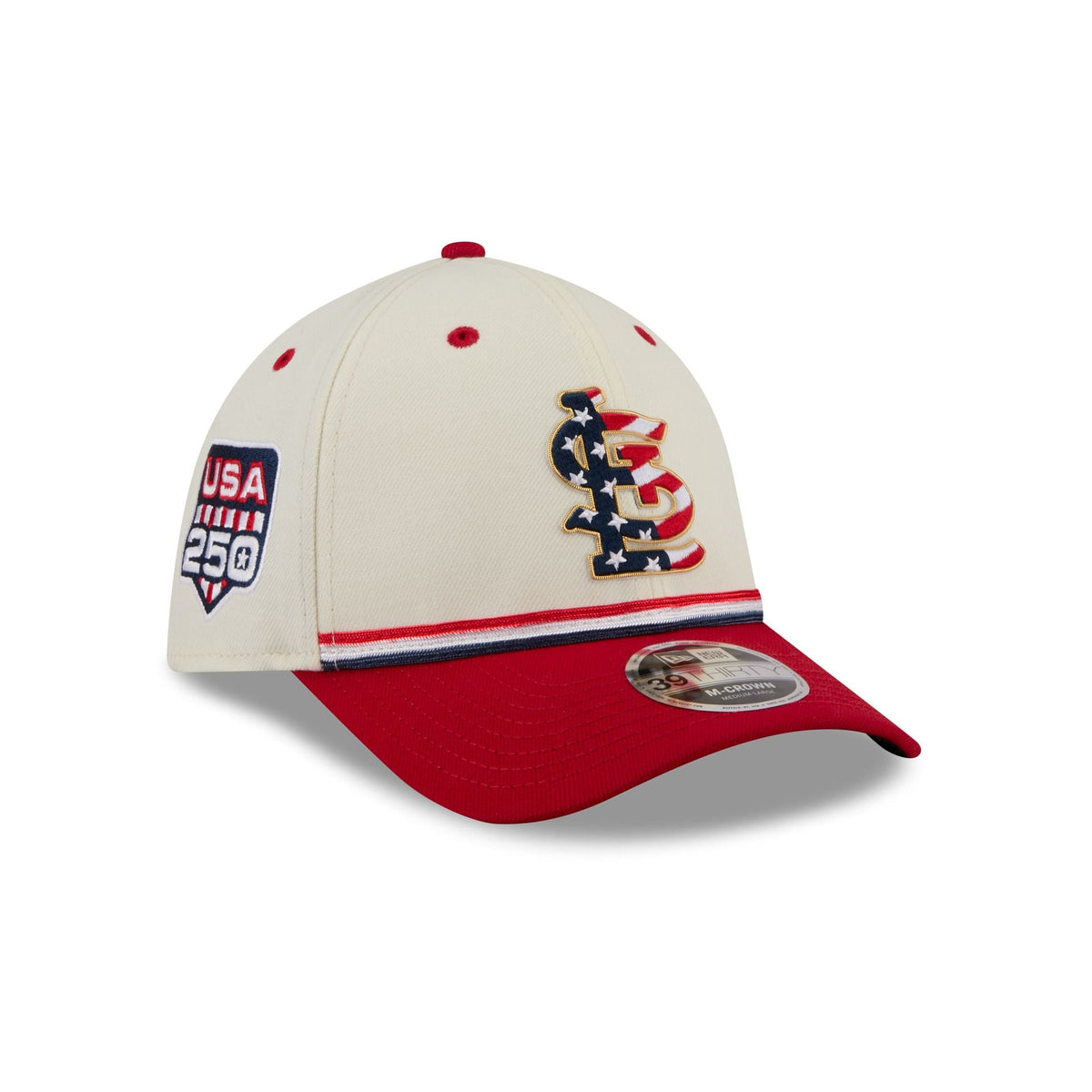 St. Louis Cardinals Independence Day 2026 39THIRTY M-Crown Stretch Fit Hat
