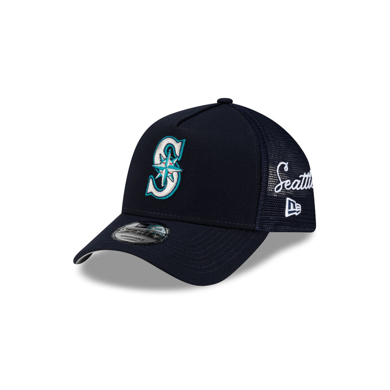 Seattle Mariners Side Script 9FORTY A-Frame Trucker Hat