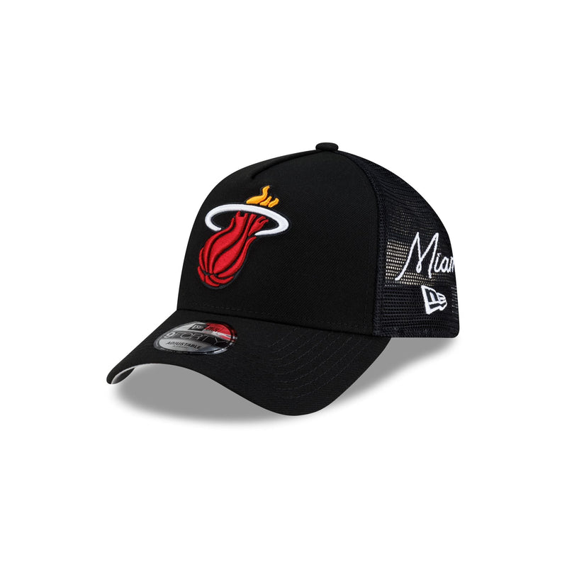 Miami Heat Side Script 9FORTY A-Frame Trucker Hat