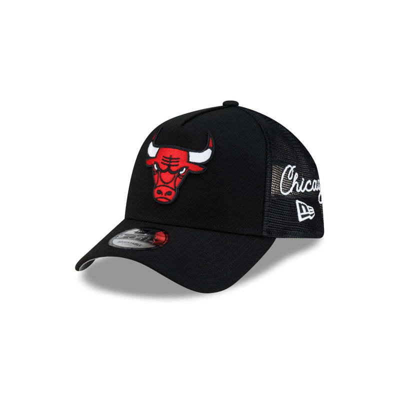 Chicago Bulls Side Script 9FORTY A-Frame Trucker Hat