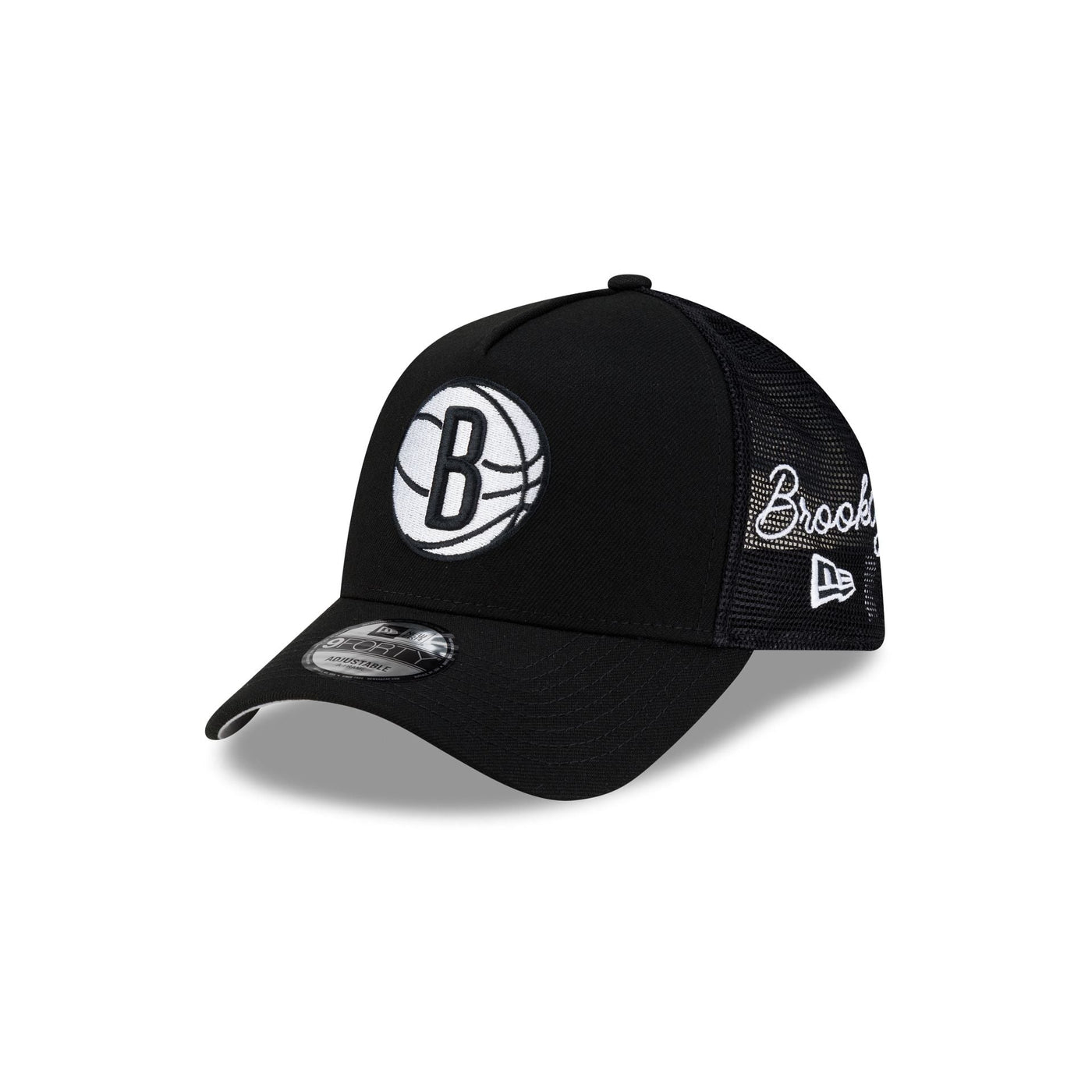 Brooklyn Nets Side Script 9FORTY A-Frame Trucker Hat