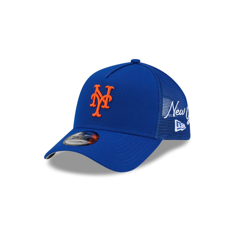 New York Mets Side Script 9FORTY A-Frame Trucker Hat