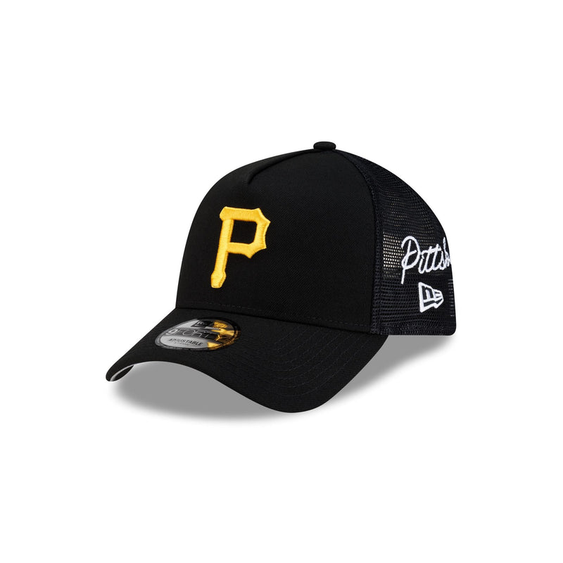 Pittsburgh Pirates Side Script 9FORTY A-Frame Trucker Hat