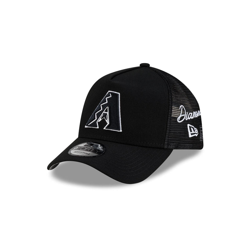 Arizona Diamondbacks Side Script Black 9FORTY A-Frame Trucker Hat