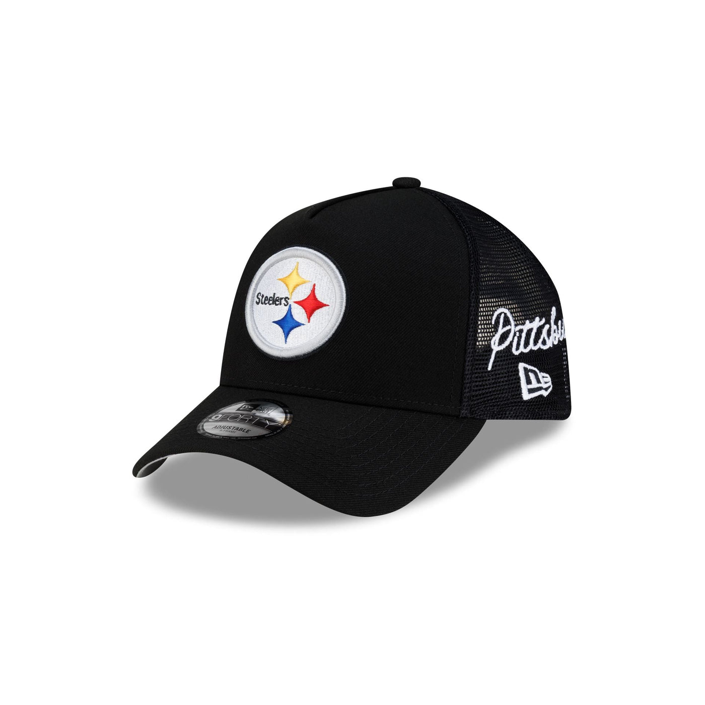 Pittsburgh Steelers Side Script 9FORTY A-Frame Trucker Hat