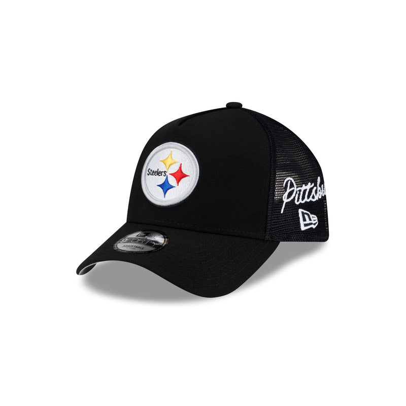 Pittsburgh Steelers Side Script 9FORTY A-Frame Trucker Hat