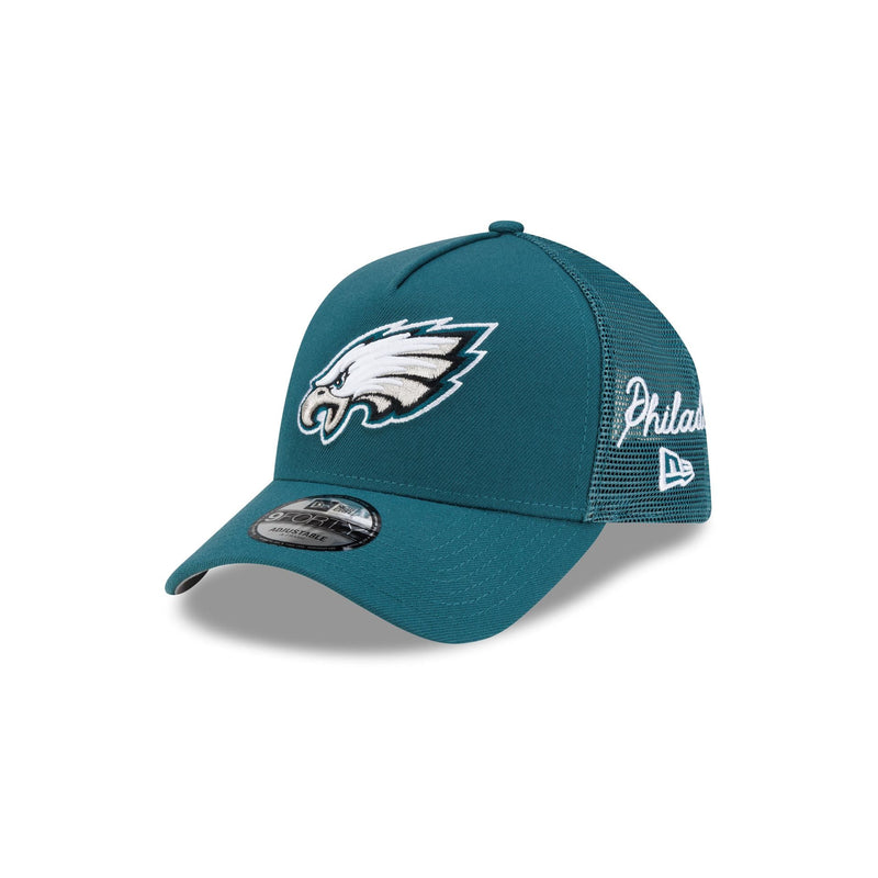 Philadelphia Eagles Side Script 9FORTY A-Frame Trucker Hat