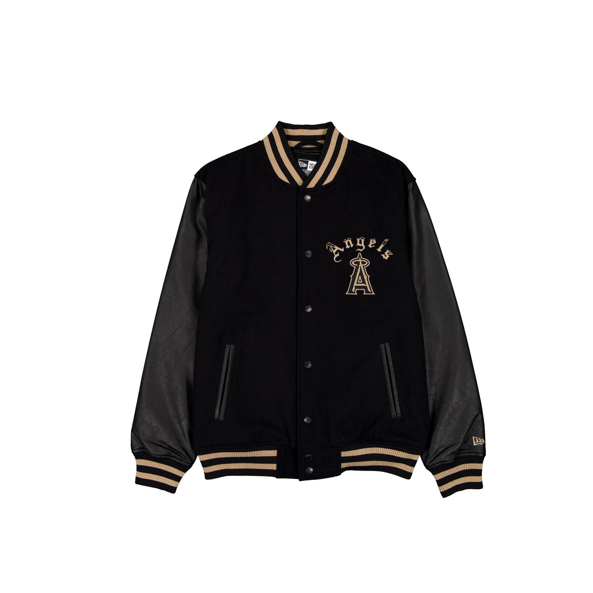 Los Angeles Angels Gothic Lettering Black Wool Varsity Jacket