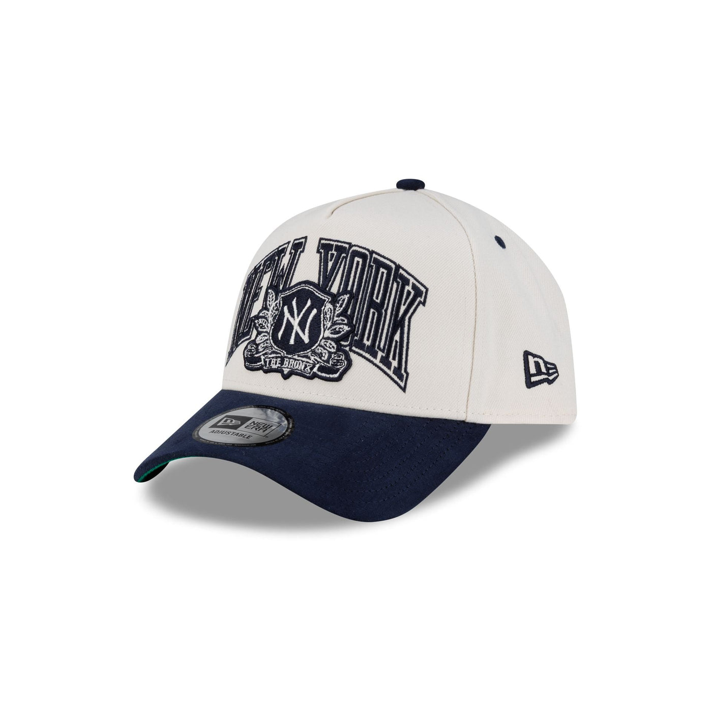 New York Yankees Navy Wordmark Suede 9FORTY A-Frame Snapback Hat