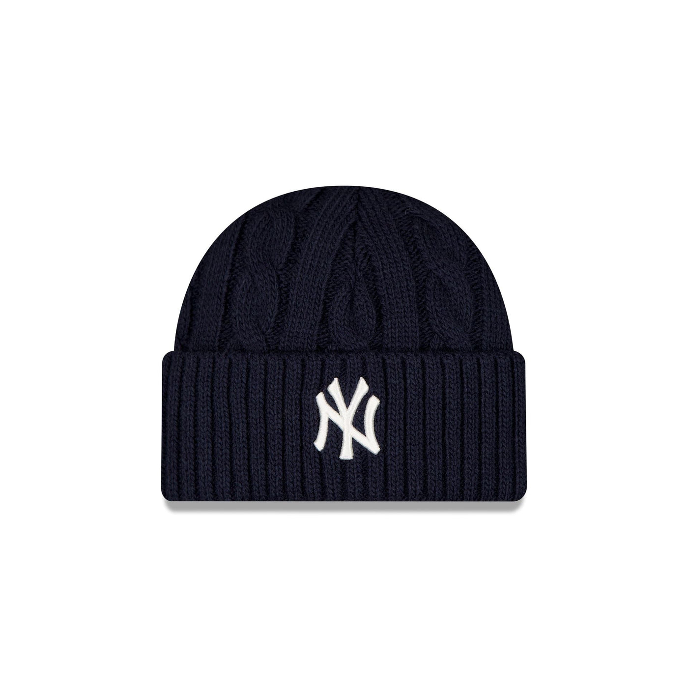 New York Yankees Short Cuff Cable Knit Navy Beanie Hat
