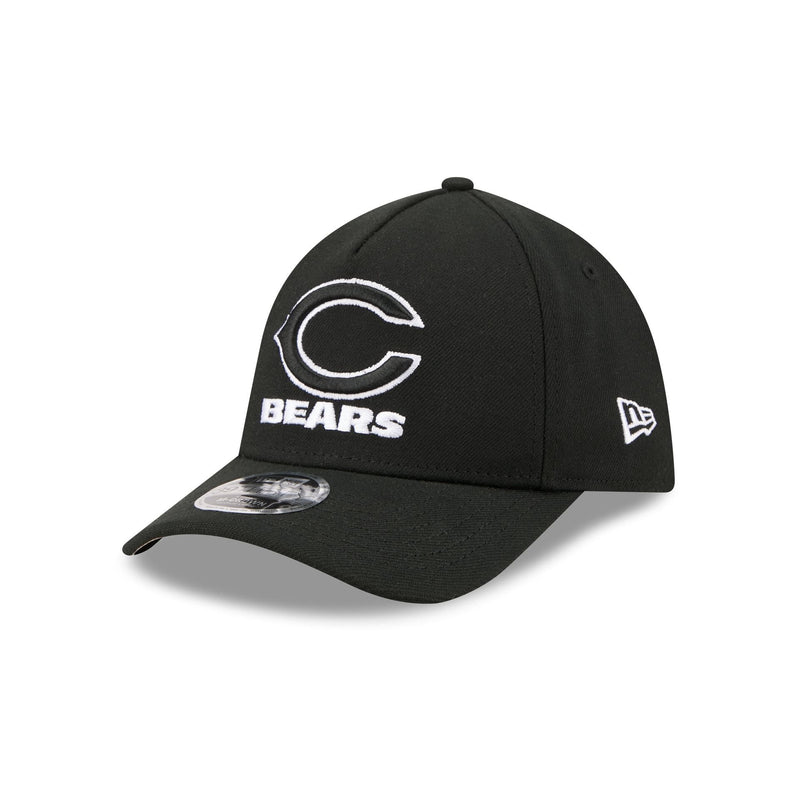Chicago Bears Poly Black & White 39THIRTY M-Crown A-Frame Stretch Fit Hat