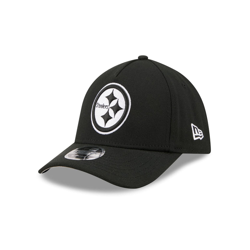 Pittsburgh Steelers Poly Black & White 39THIRTY M-Crown A-Frame Stretch Fit Hat