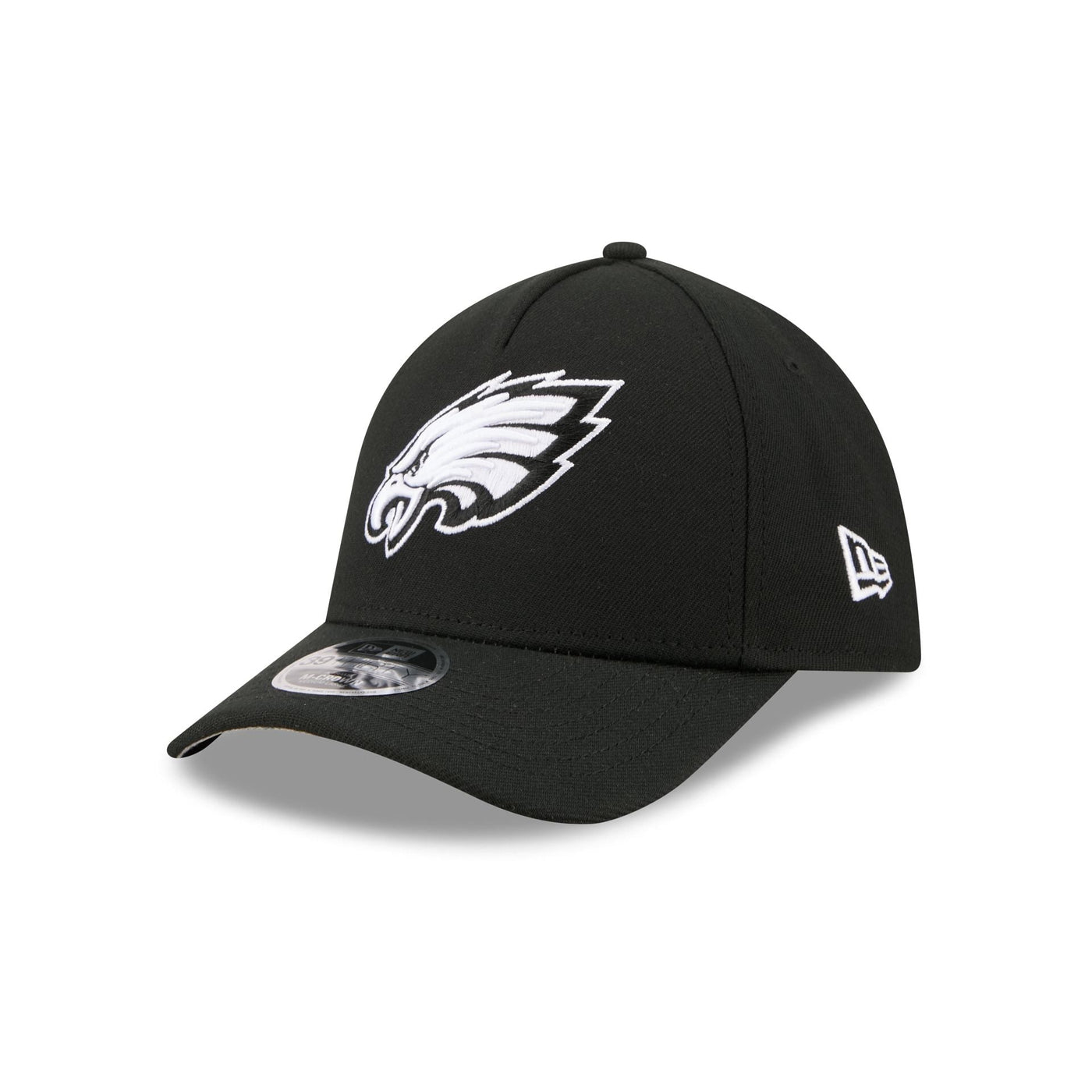 Philadelphia Eagles Poly Black & White 39THIRTY M-Crown A-Frame Stretch Fit Hat