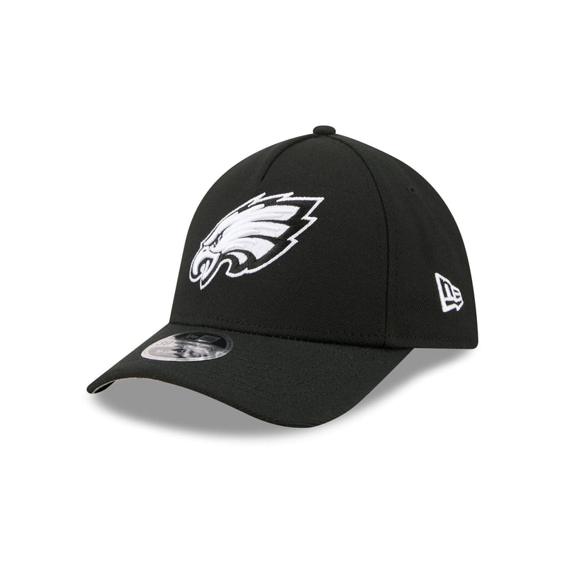Philadelphia Eagles Poly Black & White 39THIRTY M-Crown A-Frame Stretch Fit Hat