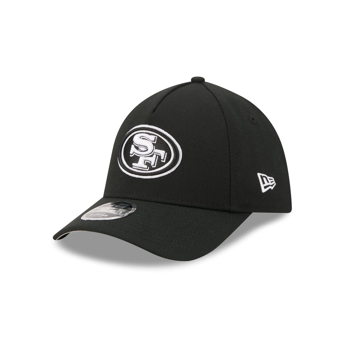 San Francisco 49ers Poly Black & White 39THIRTY M-Crown A-Frame Stretch Fit Hat