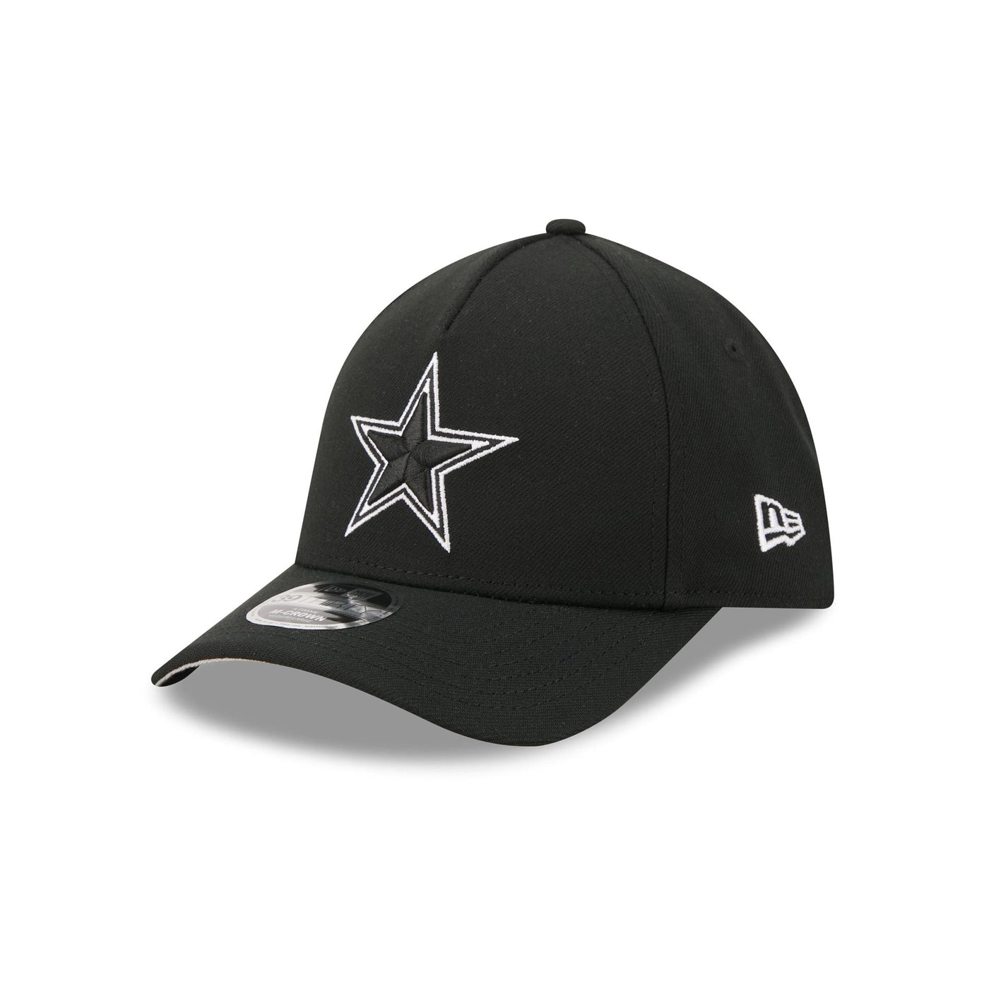 Dallas Cowboys Poly Black & White 39THIRTY M-Crown A-Frame Stretch Fit Hat