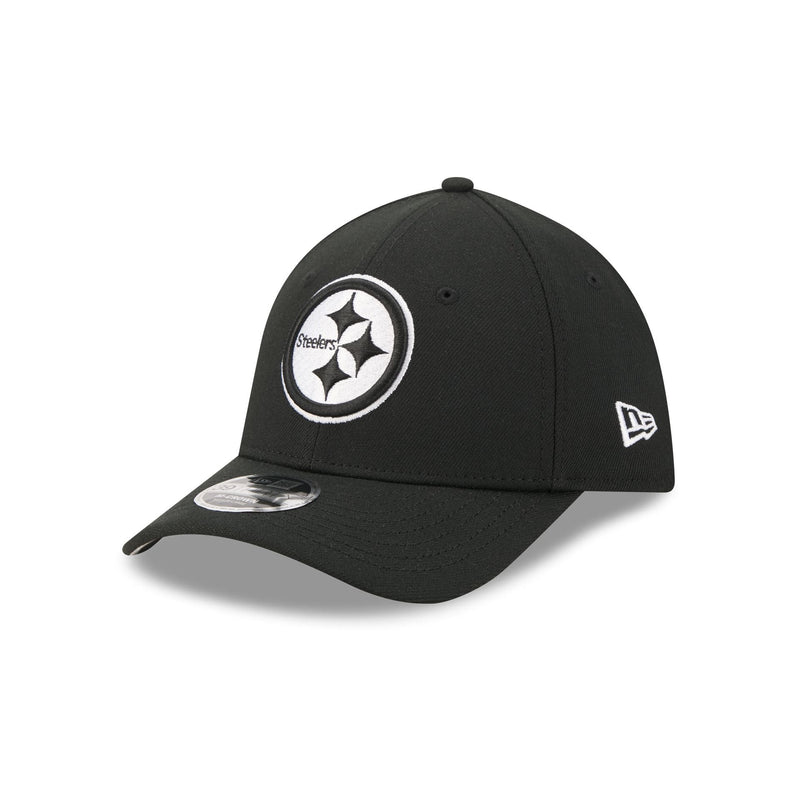 Pittsburgh Steelers Poly Black & White 39THIRTY M-Crown Stretch Fit Hat
